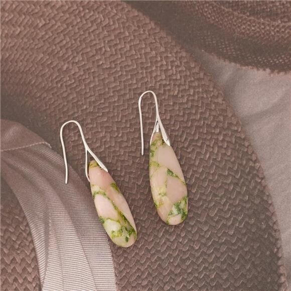 Emperor Stone Teardrop Earrings – Dazzling Natural Stone - Picture 4 of 4